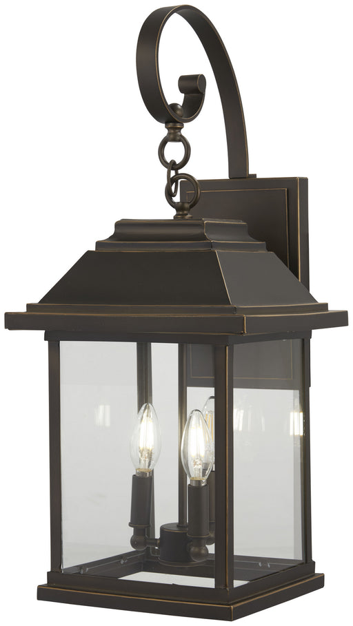 Mariner's Pointe 4-Light Outdoor Wall Mount in Oil Rubbed Bronze with Gold Highlights & Clear Glass