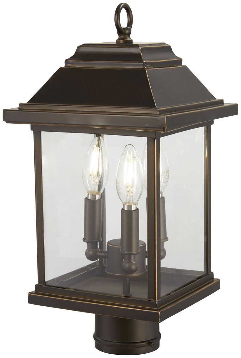 Mariner's Pointe 3-Light Outdoor Post Light in Oil Rubbed Bronze w/Gold Highlights