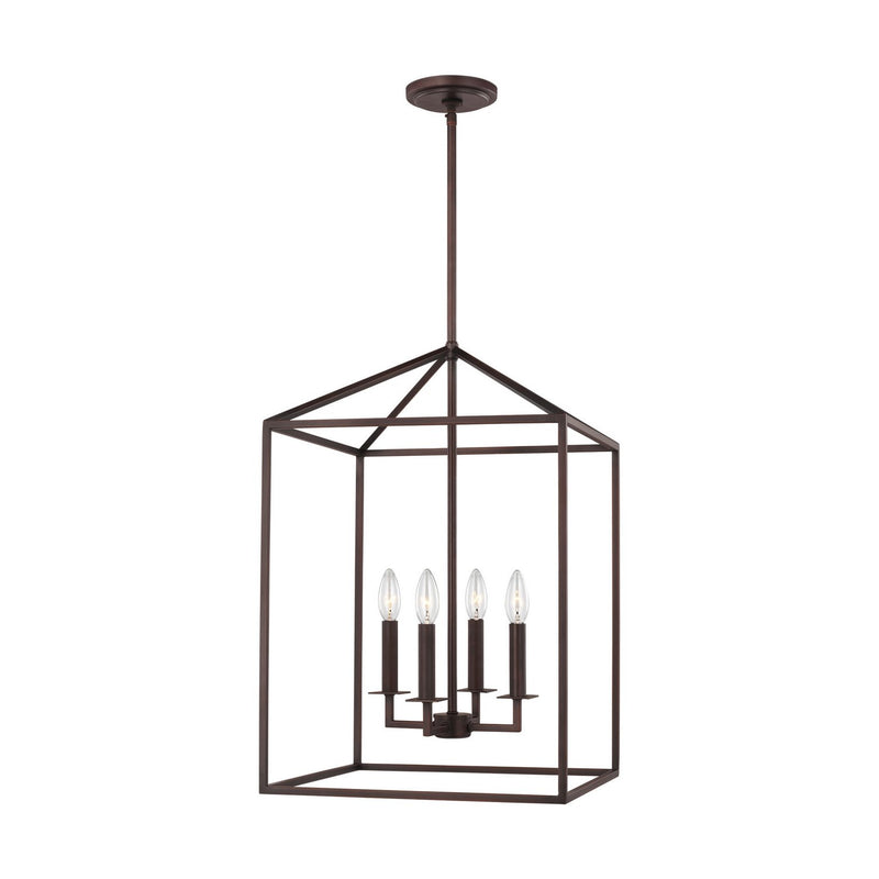 Perryton 15" 4-Light Foyer Pendant in Bronze