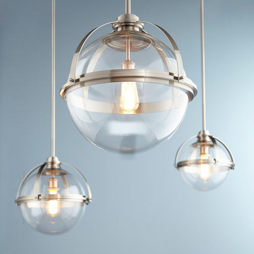 Transitional 20" Globe Pendant in Satin Nickel