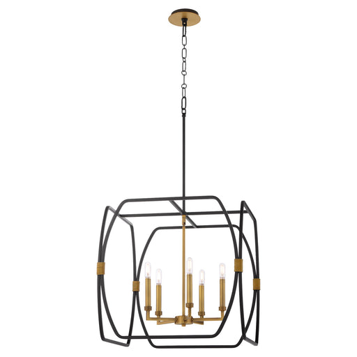 Bishop 23" 5 Light Pendant in Matte Black / Brushed Brass