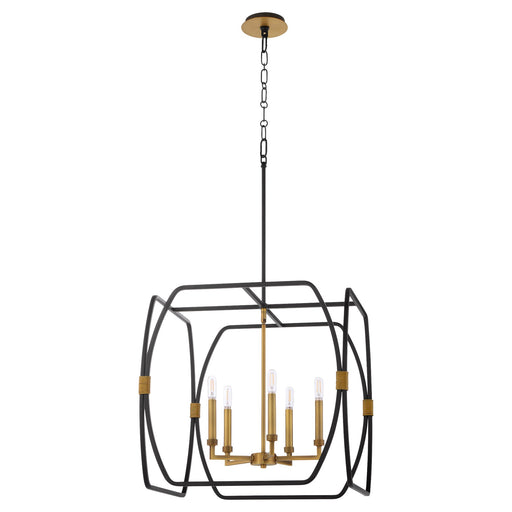 Bishop 23" 5 Light Pendant in Matte Black / Brushed Brass