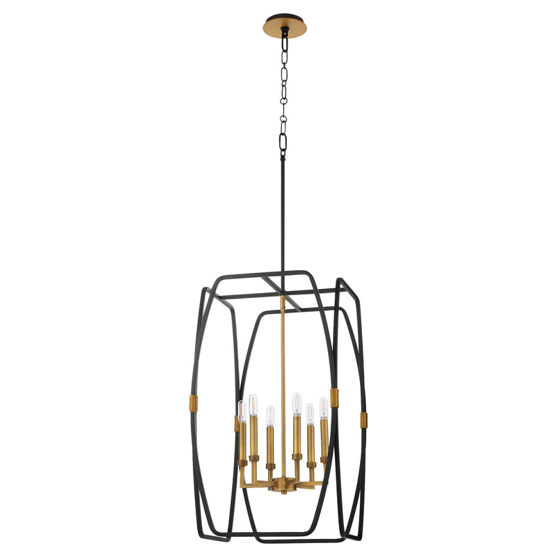Bishop 28" 6 Light Pendant in Matte Black / Brushed Brass