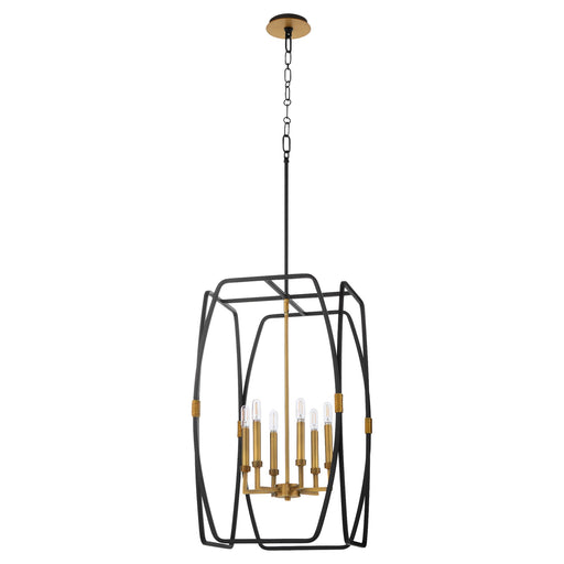 Bishop 28" 6 Light Pendant in Matte Black / Brushed Brass