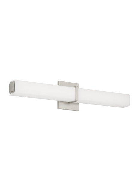 Milan 24 Bath Vanity Light in White Glass Satin Nickel