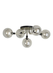 Viaggio 5-Light Semi-Flush Mount in Smoke and Polished Nickel