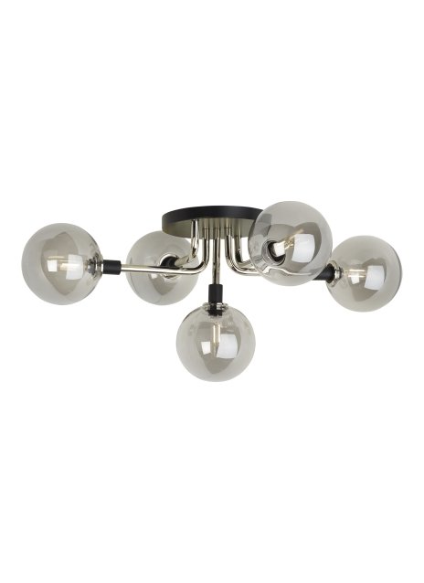 Viaggio 5-Light Semi-Flush Mount in Smoke and Polished Nickel