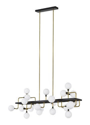 Viaggio 25-Light Linear Pendant in Opal and Brass