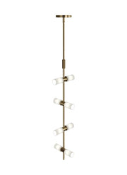 ModernRail 8-Light Pendant in Glass Cylinders Aged Brass