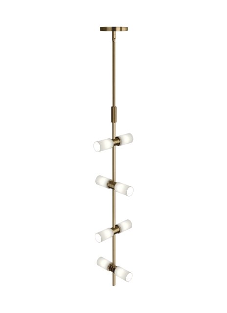 ModernRail 8-Light Pendant in Glass Cylinders Aged Brass