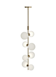 ModernRail 8-Light Pendant in Glass Orbs Aged Brass