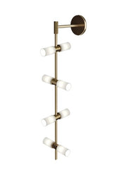 ModernRail 8-Light Wall Sconce in Glass Cylinders Aged Brass