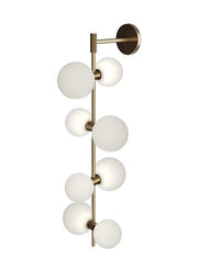 ModernRail 8-Light Wall Sconce in Glass Orbs Aged Brass