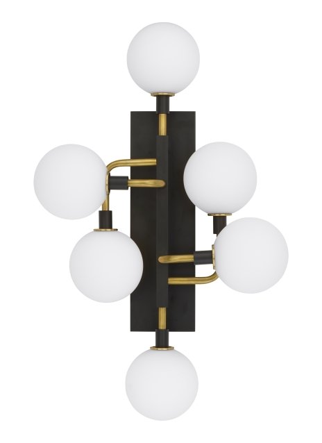Viaggio 6-Light Wall Sconce in Opal and Brass