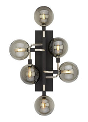 Viaggio 6-Light Wall Sconce in Smoke and Polished Nickel