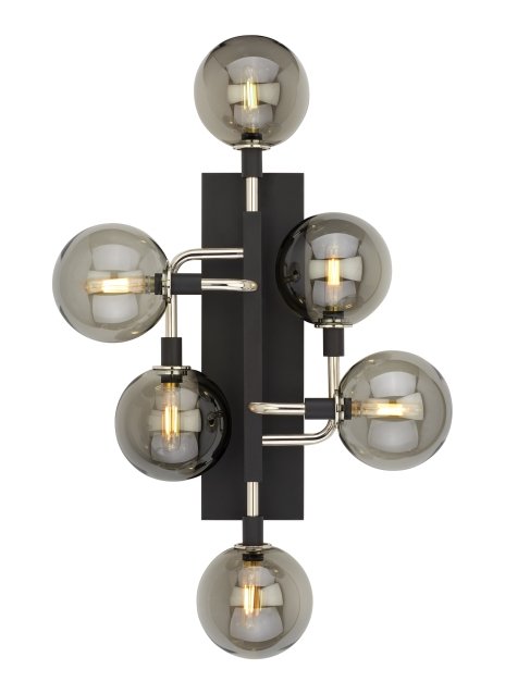 Viaggio 6-Light Wall Sconce in Smoke and Polished Nickel