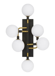Viaggio 6-Light Wall Sconce in Opal and Brass