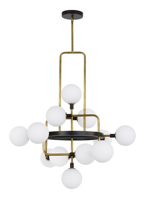 Viaggio 12-Light Chandelier in Opal and Brass