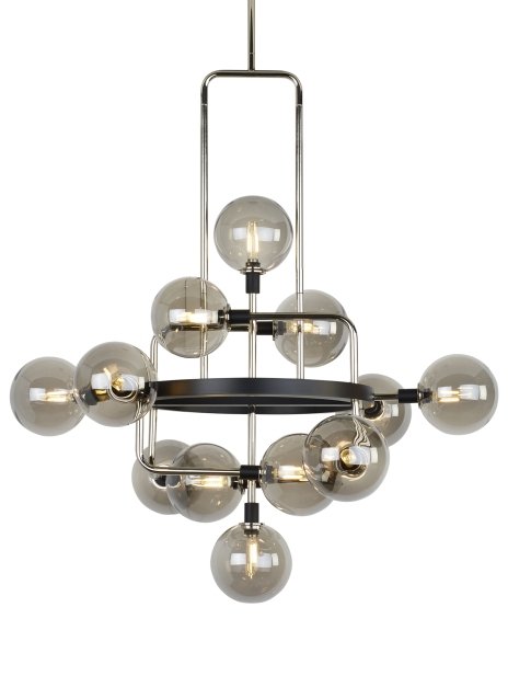 Viaggio 12-Light Chandelier in Smoke and Polished Nickel