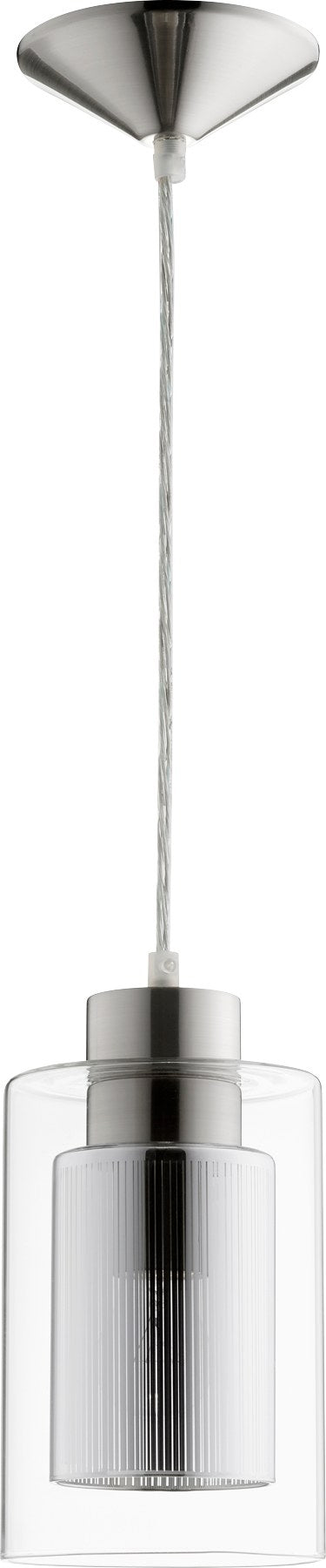 Transitional 5" Cylinder Mini Pendant in Satin Nickel