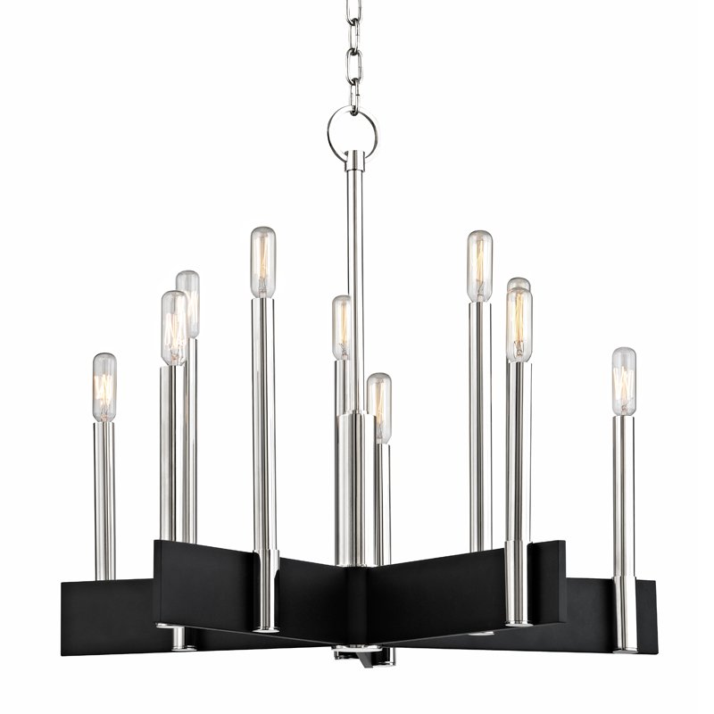 Abrams 10-Light Chandelier in Polished Nickel