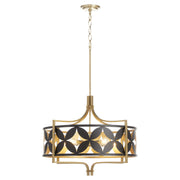 Mariposa 5 Light Pendant in Matte Black / Aged Brass