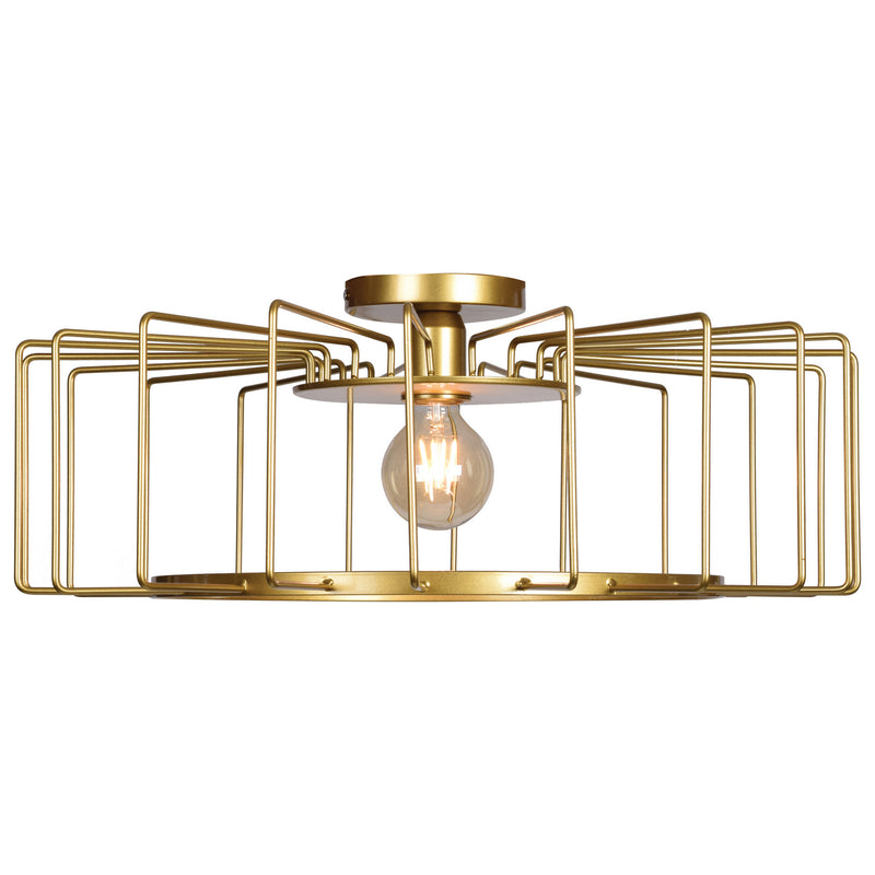 Wired 1-Light Horizontal Cage Flush Mount - Lamps Expo