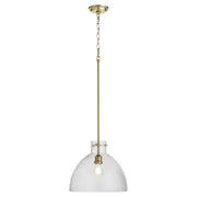 Seeded Glass 14" Dome Pendant in Aged Brass