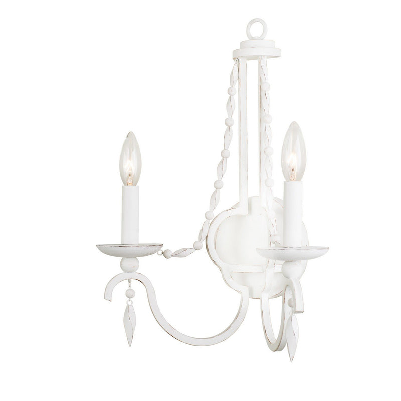 Acadia 2-Light Wall Sconce in Distressed White