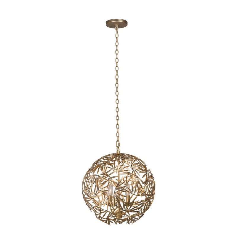 Jardin 4-Light Pendant in Oxidized Gold Leaf