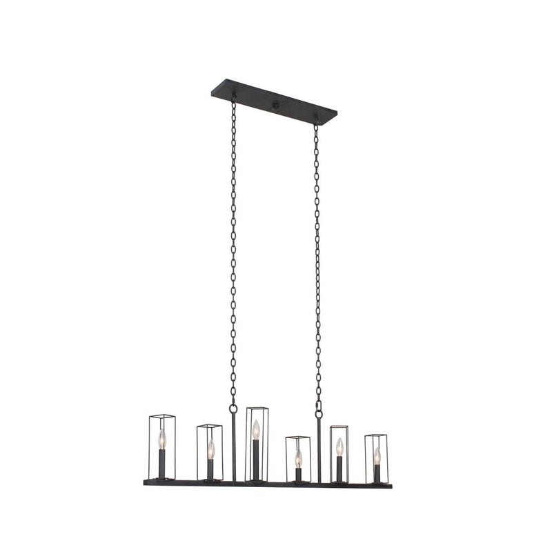 Allston 6-Light Island Chandelier in Black Iron