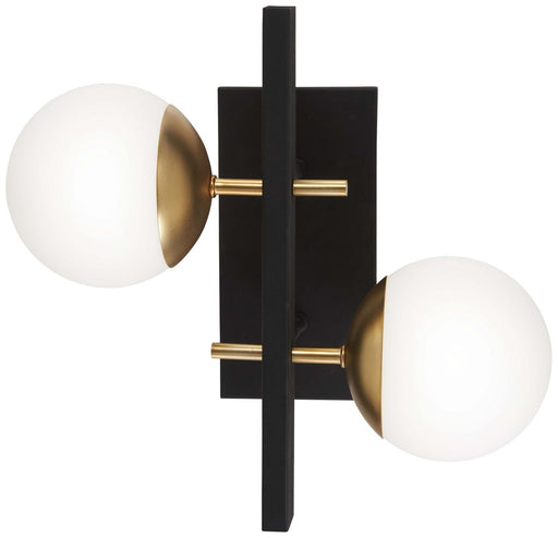 Alluria 2-Light 16" Bath Vanity Light in Weathered Black with Autumn Gold