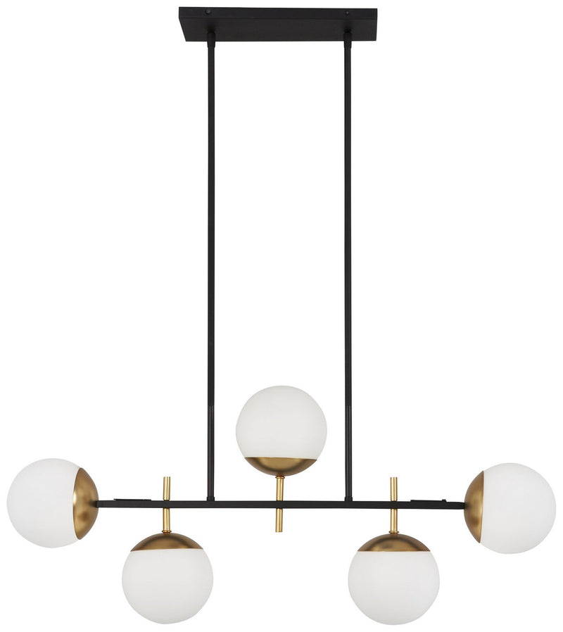 Alluria 5-Light Linear Chandelier in Weathered Black with Autumn Gold