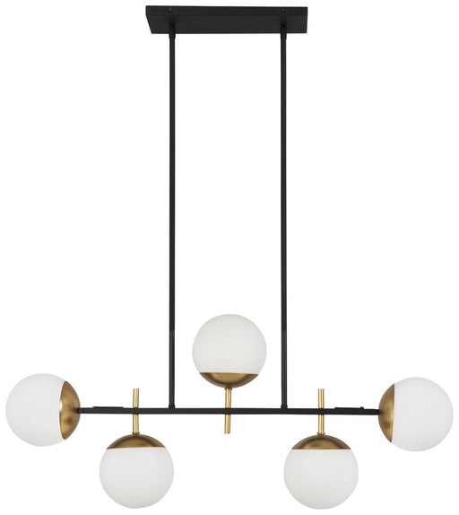 Alluria 5-Light Linear Chandelier in Weathered Black with Autumn Gold