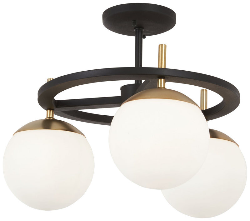 Alluria 3-Light Semi-Flush Mount in Weathered Black with Autumn Gold
