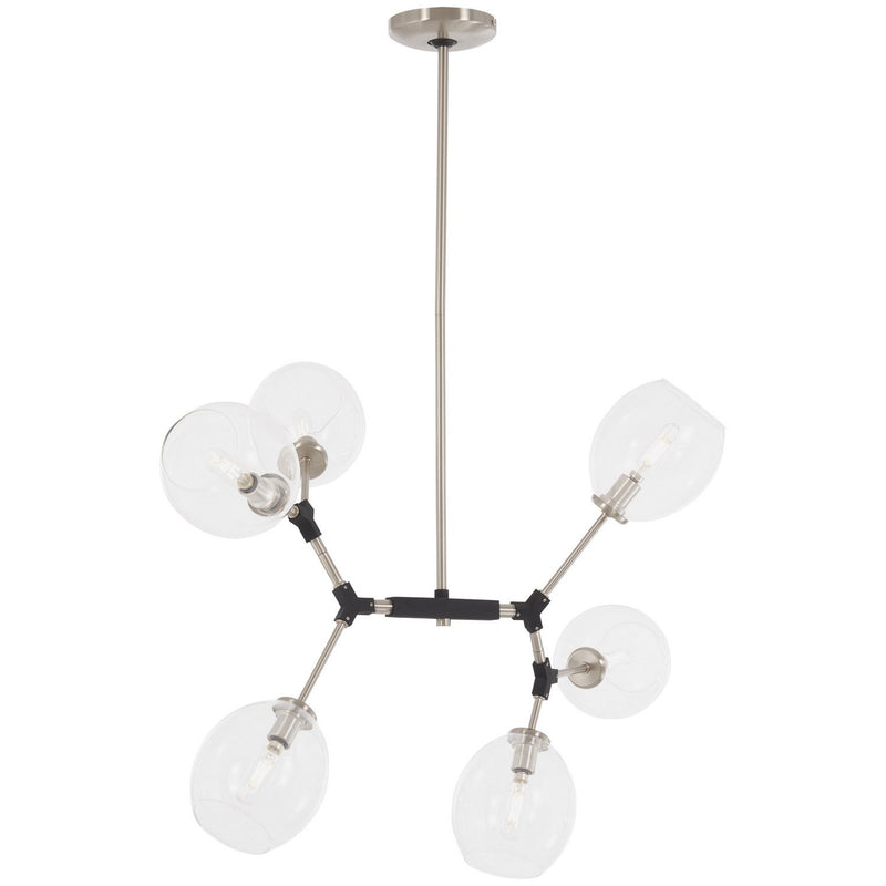 Nexpo 6-Light Chandelier in Brushed Nickel with Black