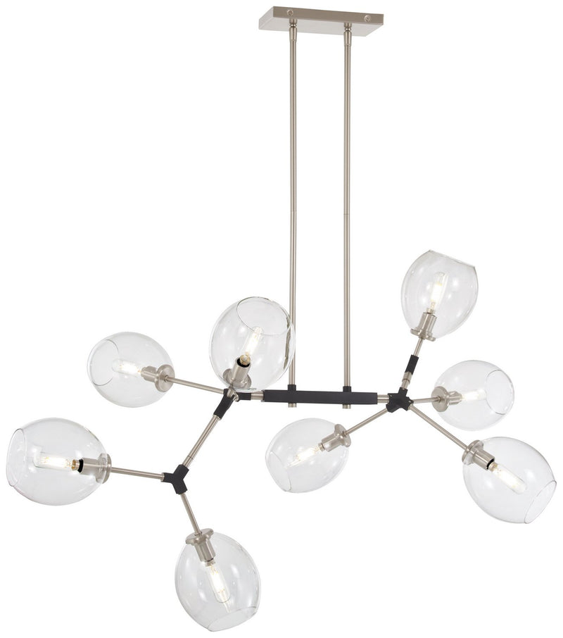 Nexpo 8-Light 41" Linear Chandelier in Brushed Nickel with Black