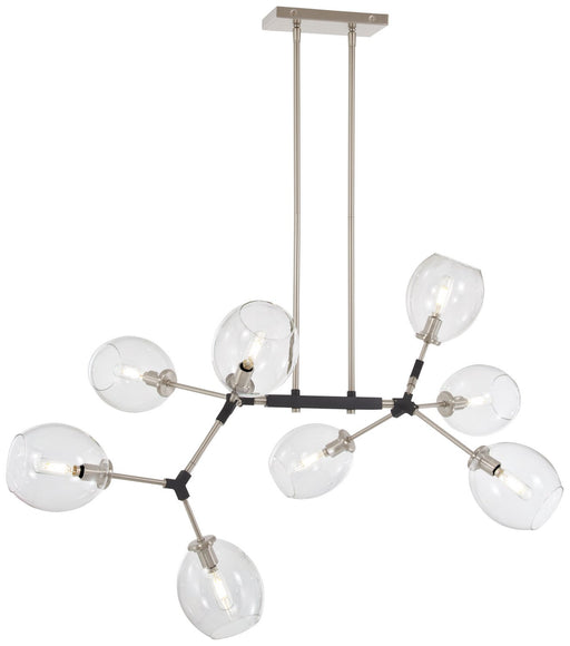 Nexpo 8-Light 41" Linear Chandelier in Brushed Nickel with Black