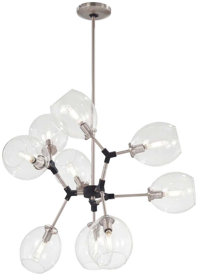 Nexpo 9-Light Chandelier in Brushed Nickel w/Black Accents
