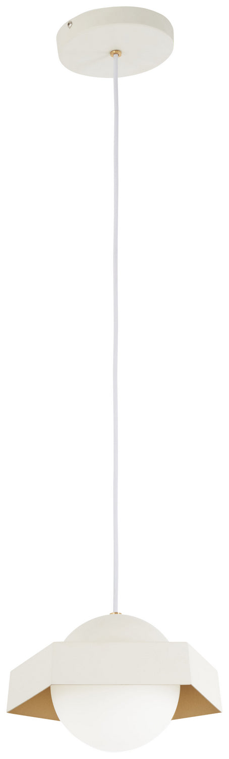 Five-O Mini Pendant in Textured White & Gold Leaf - Lamps Expo