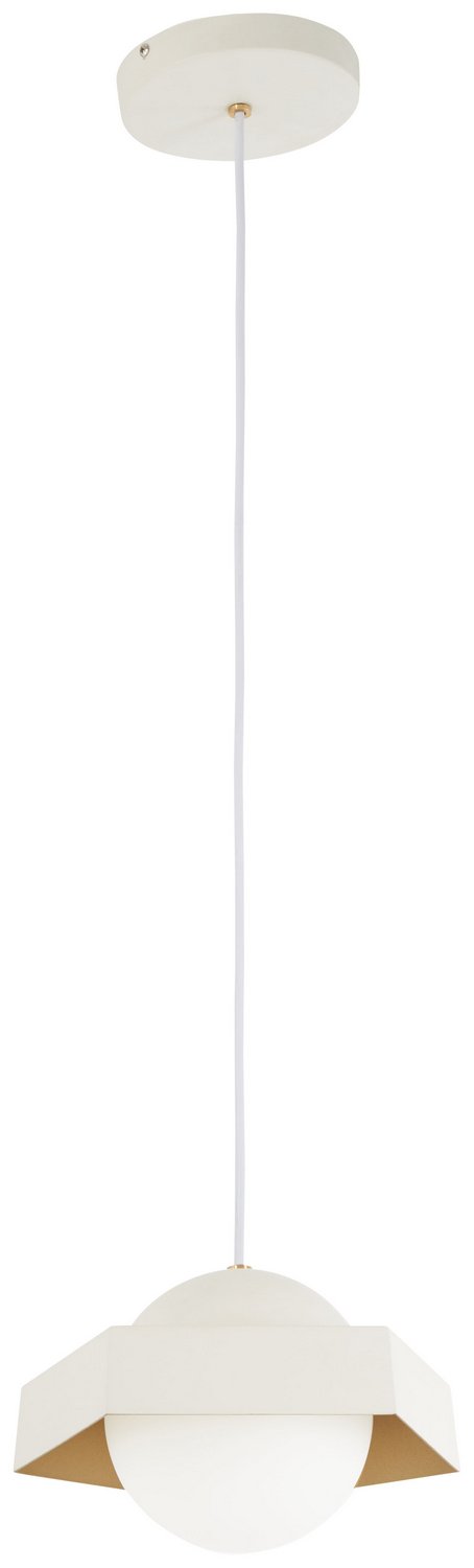 Five-O LED Mini Pendant in Textured White Exterior with Gold Leaf Interior