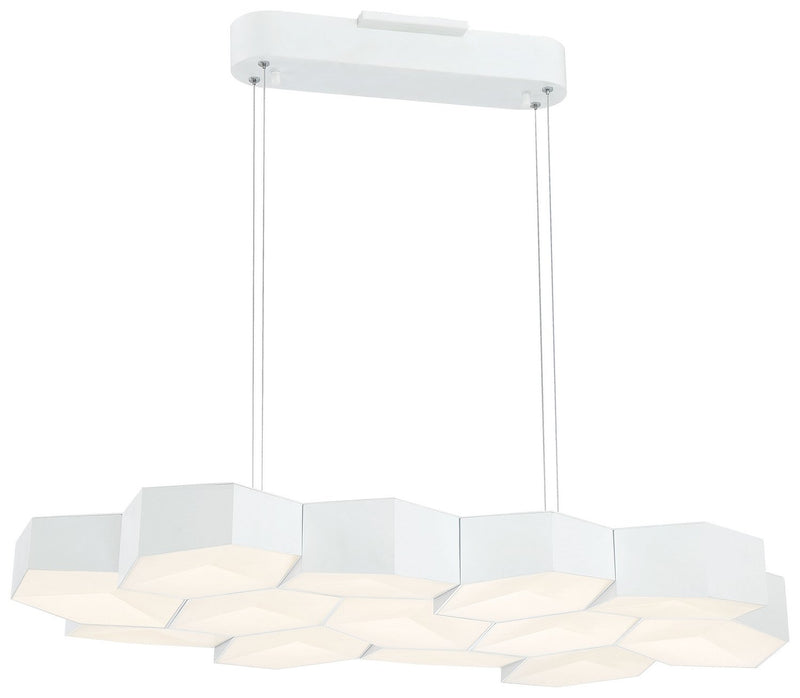 Hexacomb 11-Light LED Linear Pendant in Matte White