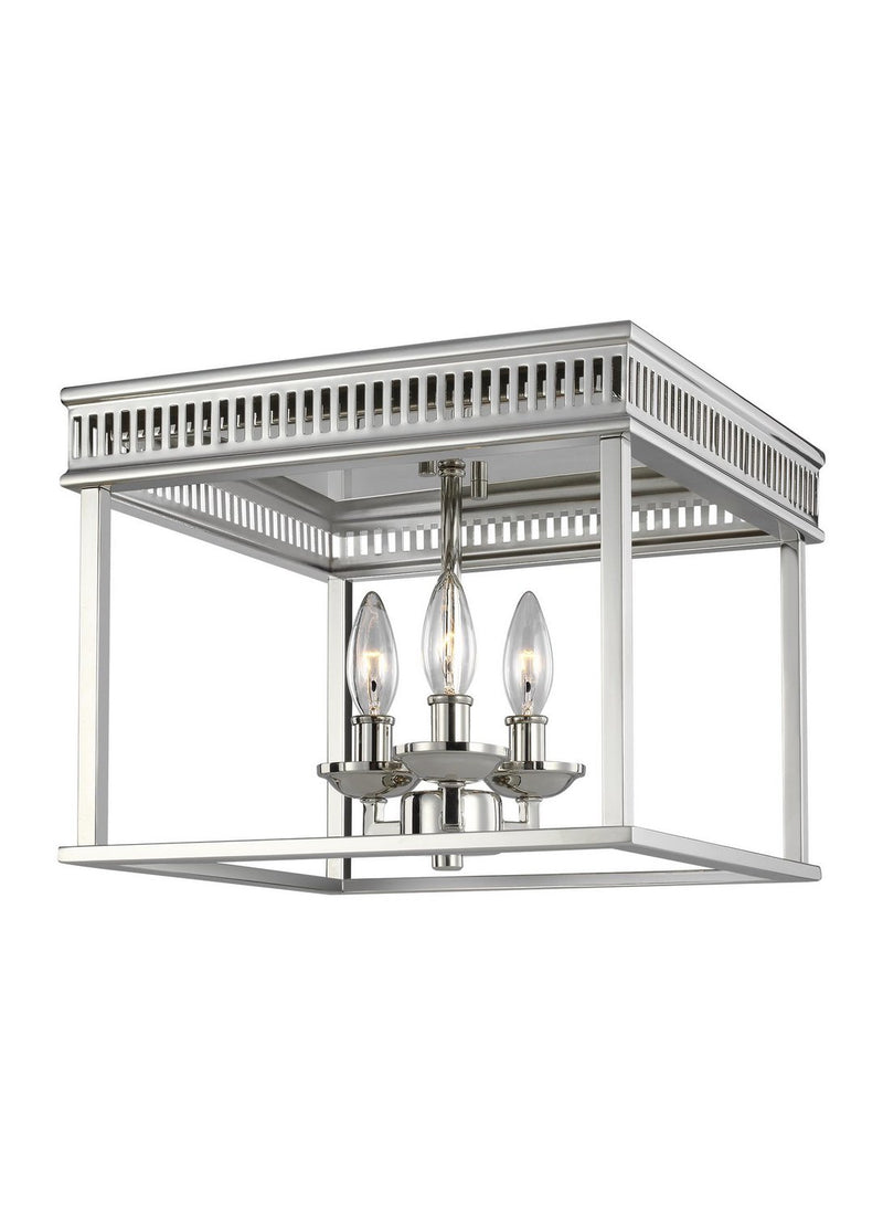 Woodruff 3-Light Flush Mount in Polished Nickel
