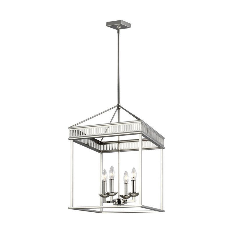 Woodruff 4-Light Lantern Chandelier in Polished Nickel