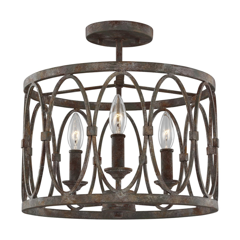 Patrice 3-Light Semi-Flush Mount in Deep Abyss