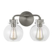 Clara 2-Light Bath Vanity Light in Satin Nickel