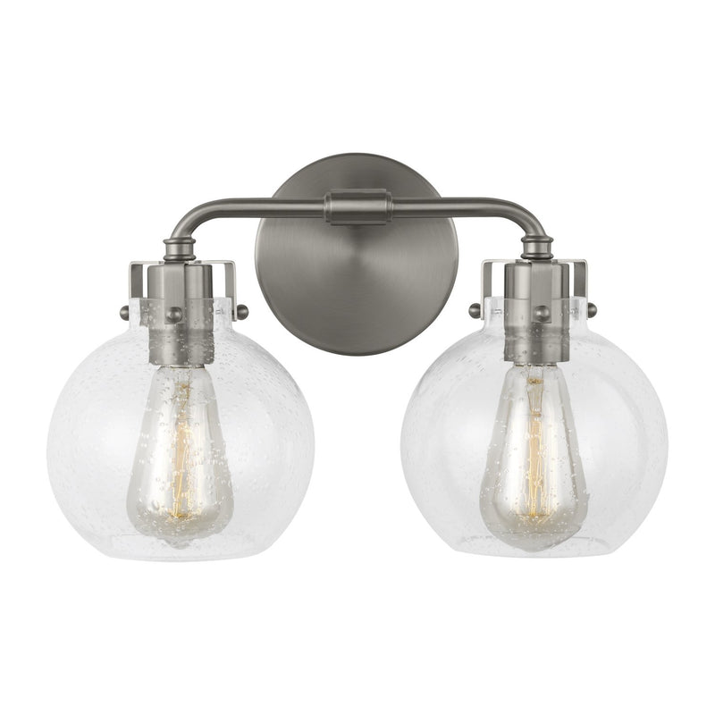 Clara 2-Light Bath Vanity Light in Satin Nickel
