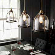 Transitional Banded Dome Mini Pendant in Aged Brass / Oiled Bronze