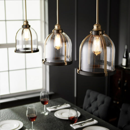 Transitional Banded Dome Mini Pendant in Aged Brass / Oiled Bronze