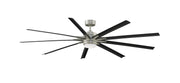 Odyn Custom 84" Outdoor Ceiling Fan with LED Light in Brushed Nickel / Black Blades